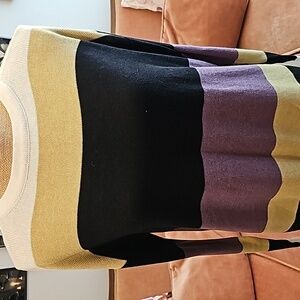 Soft Purple-Black-Tan-White Color Block Sweater